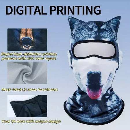 Balaclava de gato 3d para motocicleta, cachorro fofo, máscara facial completa, chapéu de esqui, forro de capacete, ciclismo, cosplay, máscaras de festa de halloween