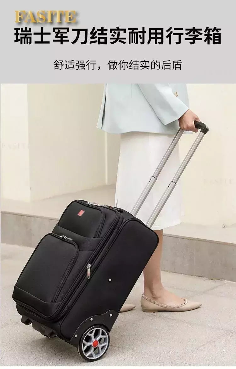 Trolley impermeável mochila com rodas grandes, continuar, viagem preguiçosa, bagagem de mão, novo, 22";;VERDADEIRO;;"a,19