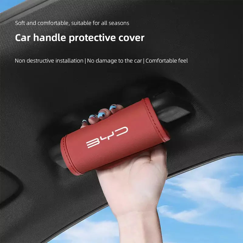 2 pçs carro anti deslizamento puxar luva interior do carro alça de couro protetor capa para byd tang s7 g3 m6 f3 atto 3 e6 qing yuan canção f3r