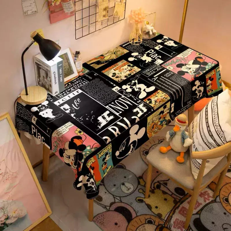 Toalha De Mesa Mickey Mouse Dos Desenhos Animados Da Disney Para Crianças, Mesa De Jantar Americana, Toalha De Mesa De Café Retro, Toalha De Mesa Quadrada