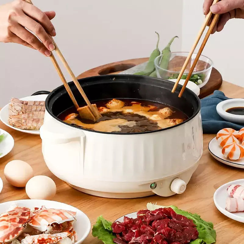 Frigideira elétrica multifuncional, 1.7/3.2/3.7l, antiaderente, fogão lento, grande capacidade, panela quente elétrica, suprimentos de cozinha