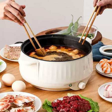 Frigideira elétrica multifuncional, 1.7/3.2/3.7l, antiaderente, fogão lento, grande capacidade, panela quente elétrica, suprimentos de cozinha