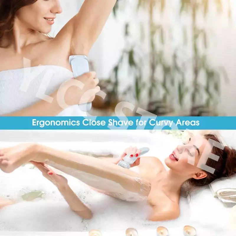 Lâminas elétricas para mulheres, biquíni aparador, rosto barbeadores, depilação, axilas e pernas, senhoras Body Trimmer, IPX7 impermeável, 2 em 1