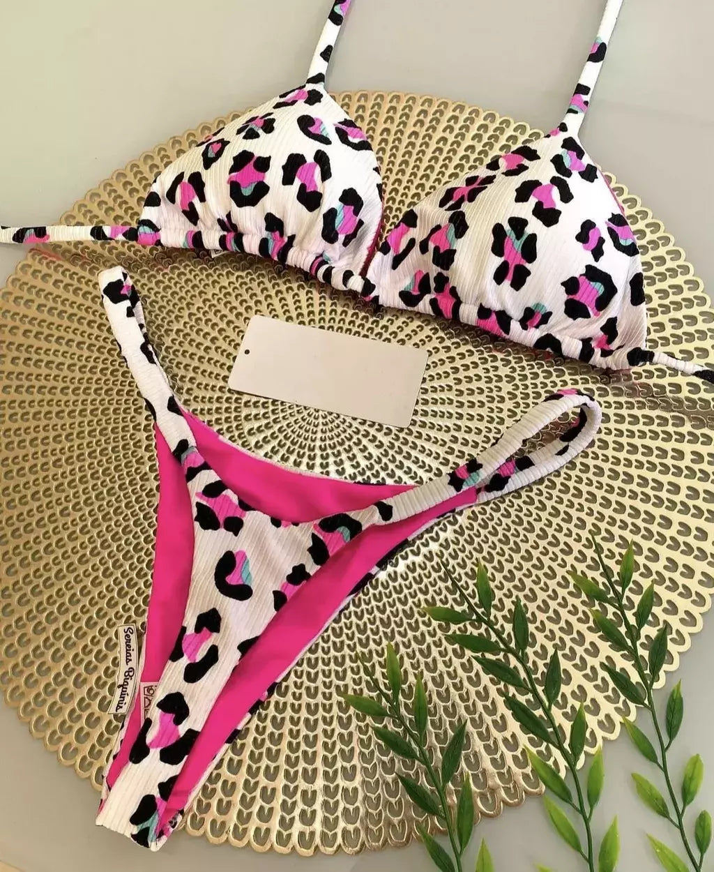 Conjunto brasileiro de biquíni tanga para mulheres, moda praia, tanga sexy, maiô, 2 peças, roupa de banho, estampa cereja fofa, 2023