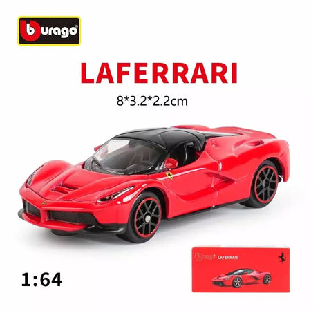 Coleção Ferrari Bburago 1:64 - modelos fundidos em liga LaFerrari 458 Enzo SF90, mini carros de simulação, conjunto de presente para adultos e crianças
