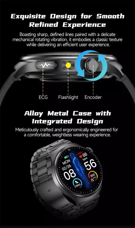2026 novo relógio inteligente masculino feminino exame micro-físico ecg + ppg oxigênio no sangue ácido úrico pressão arterial safira smartwatch masculino