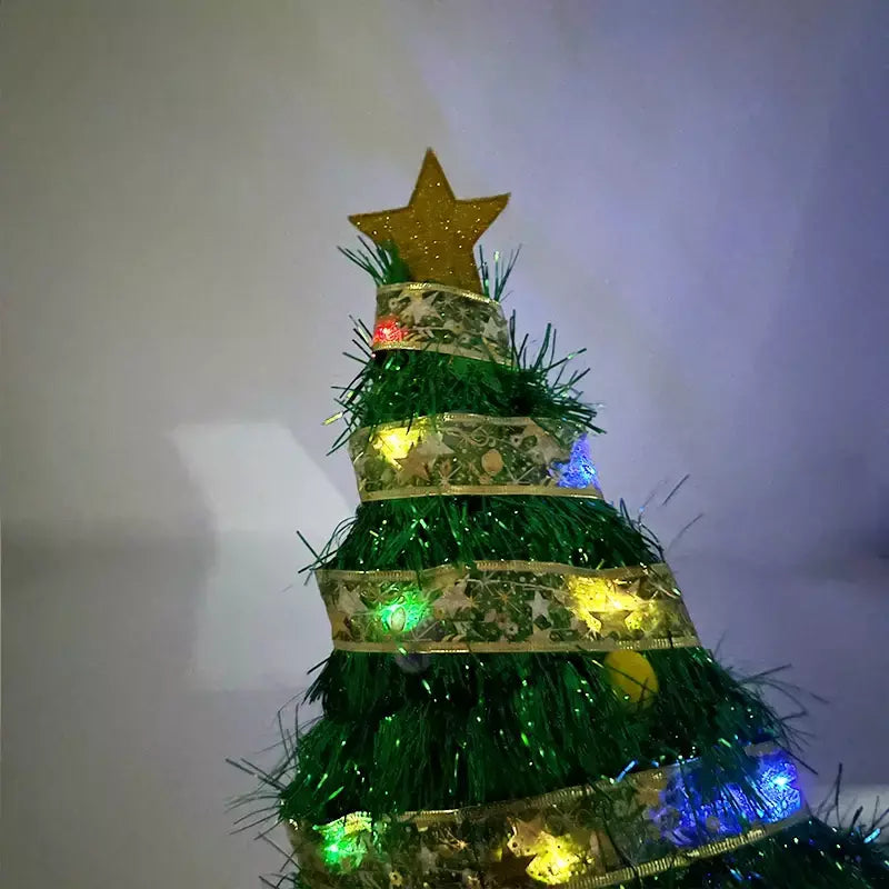 Led light up árvore de natal fita chapéus bonito engraçado chapéu de papai noel luminoso fantasia vestir-se boné para festa de natal presente foto adereços