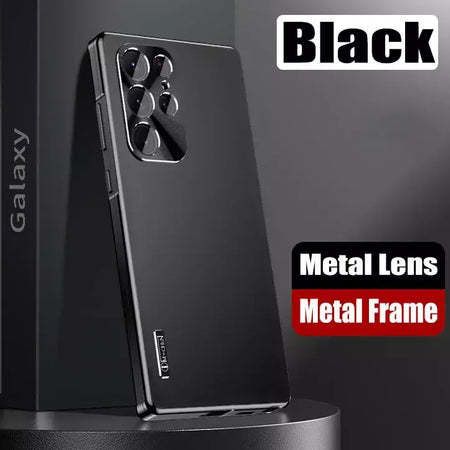 Moldura de alumínio com fecho magnético, capa traseira de plástico de metal para samsung galaxy s25 ultra s24 ultra s23 s22 s21, capa forte à prova de queda