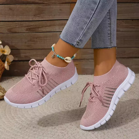 Tênis casual feminino, confortável e respirável, sapato de plataforma versátil com cordões, moda verão, 2024
