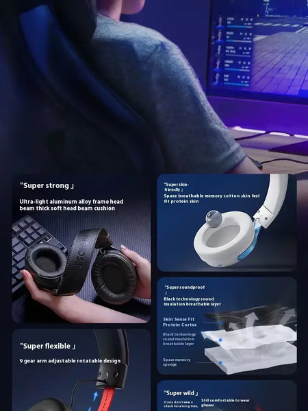 Original mchoose v9 pro personalizado gaming fone de ouvido tri-mode esports fones de ouvido hi-res música ativo redução de ruído fones de ouvido pc