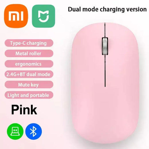 Xiaomi silencioso mouse sem fio de modo duplo tipo-c carregamento 2.4g dpi ajustável recarregável ergonômico morandi mouse de escritório portátil
