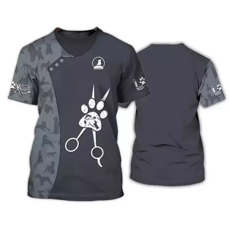 Dog Groomer's T-shirts para homens e mulheres, Pet Grooming Uniformes, Tops roupas, canino, veterinário, cabeleireiros, trabalho canino, 2024