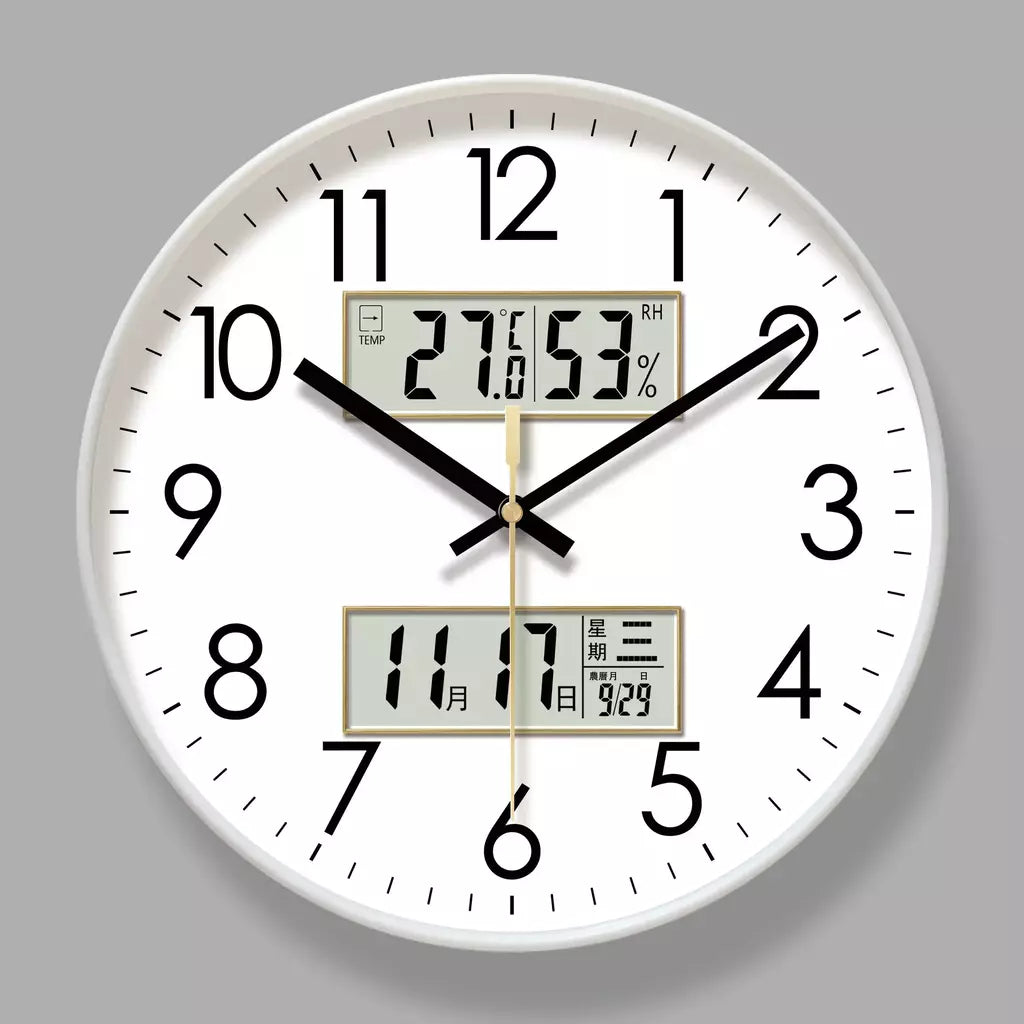 2025 novo calendário eletrônico de temperatura e umidade de 10/12/14 polegadas relógio de parede multifuncional display duplo mudo relógios de quartzo