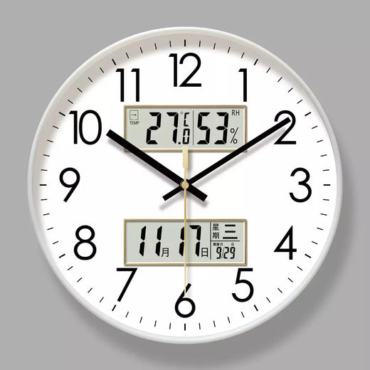 2025 novo calendário eletrônico de temperatura e umidade de 10/12/14 polegadas relógio de parede multifuncional display duplo mudo relógios de quartzo
