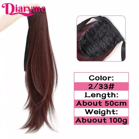 Extensões sintéticas longas do cabelo do rabo de cavalo para mulheres, preto, marrom, reistan do calor, rabo de pônei, cabelo falso, grampo no hairpiece