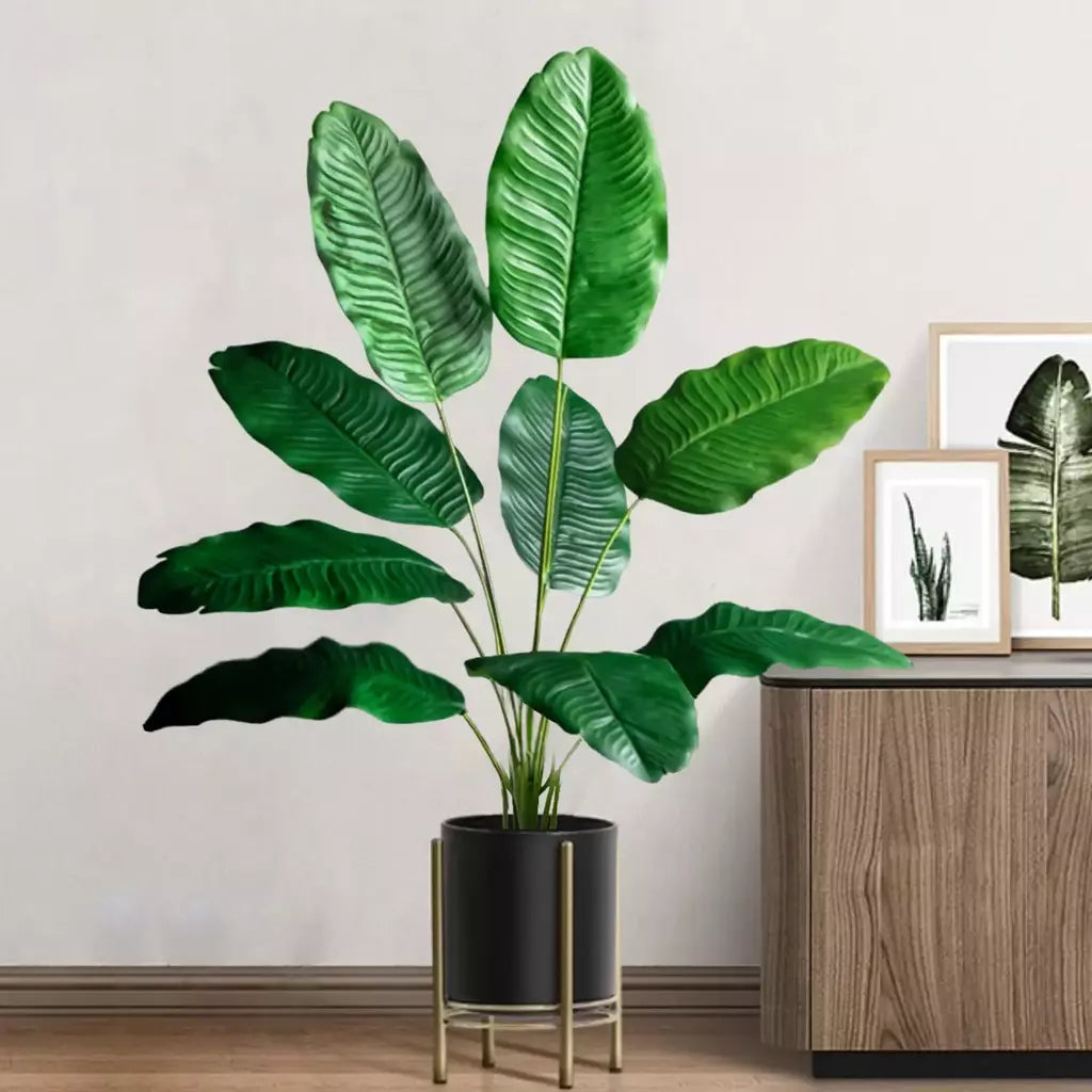 Palmeira tropical artificial 60-90-120cm(47,2 pol.) folhas de planta de banana falsa toque real planta de plástico strelitzia para jardim doméstico
