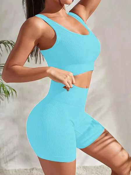 Terno de Yoga Esportivo de Secagem Rápida para Mulheres, Fitness Wear, Rosqueado, Shorts Apertados, Roupas de Treino Apertadas, Pêssego, Clássico