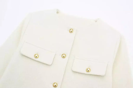 TRAF-Casaco Cropped feminino com botão dourado, blazer bomber, streetwear chique, blusa de casacos femininos, moda primavera, 2022