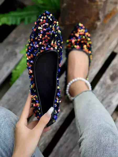 Apontou Toe Bling flats sapatos femininos, sapatos de caminhada casual, sandálias de primavera, marca de moda feminina, novo
