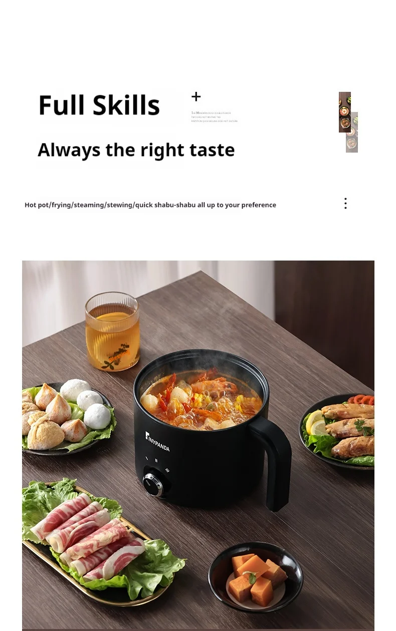 Panela elétrica antiaderente de 1,8l, panela multifuncional, panela de arroz cozido no vapor única/dupla com função de fritura elétrica