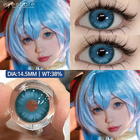 AMARA 1 par de lentes de contato coloridas para olhos, lentes azuis para cosplay de anime, lentes coloridas roxas, rosa y2k, lentes vermelhas coloridas