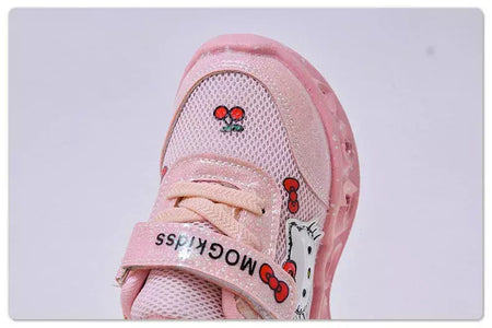 Sanrio led crianças sapatos para meninas bonito dos desenhos animados olá kitty sapatos de verão menina kawaii sapatos de fundo macio tênis casuais