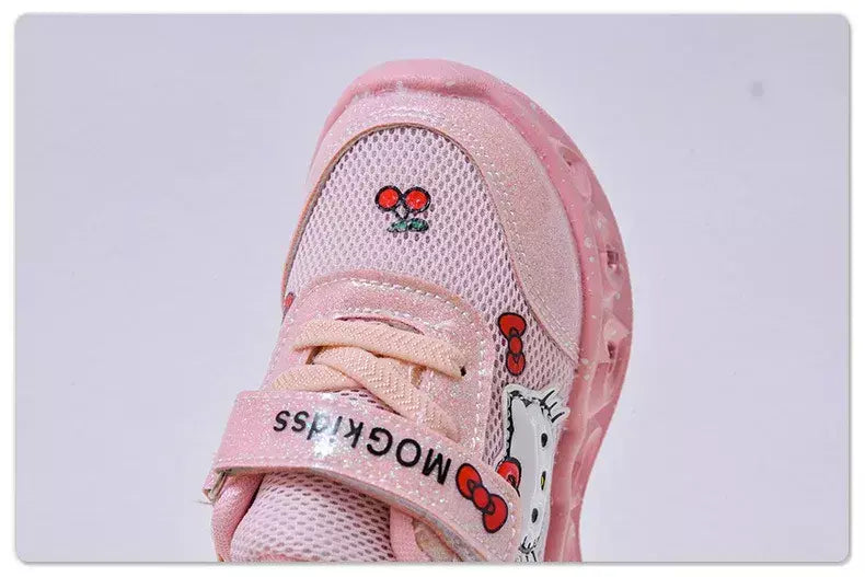 Sanrio led crianças sapatos para meninas bonito dos desenhos animados olá kitty sapatos de verão menina kawaii sapatos de fundo macio tênis casuais