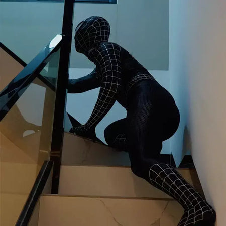 Anime super-herói toby preto veneno homem aranha cosplay macacão apertado halloween cosplay traje de aranha preta