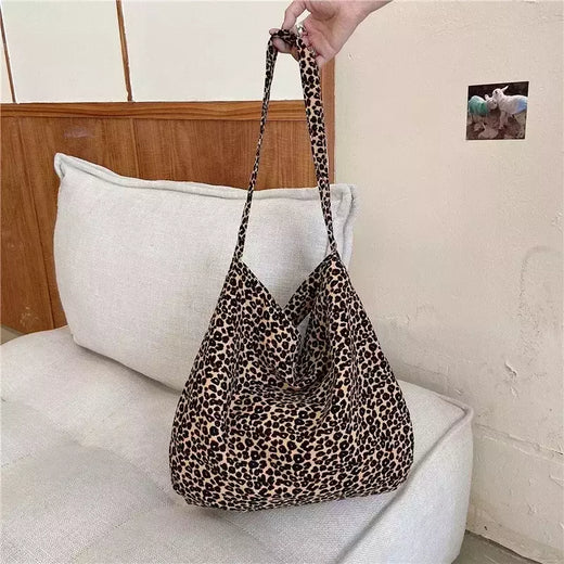 Oversized leopardo imprime sacos de ombro para mulheres lona deformável grande capacidade totes compras 2024 inverno novas bolsas luxo