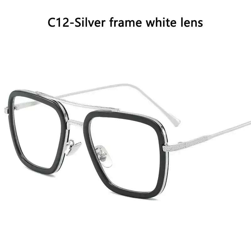 Tony Stark óculos de sol para homens e mulheres, óculos quadrados, armação de metal, Trendy Shades, Steam Punk, moda unissex