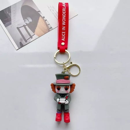 Alice no país das maravilhas dos desenhos animados kawaii alice chapeleiro louco rainha vermelha figura chaveiro do carro masculino e feminino saco pingente ornamento brinquedo presente