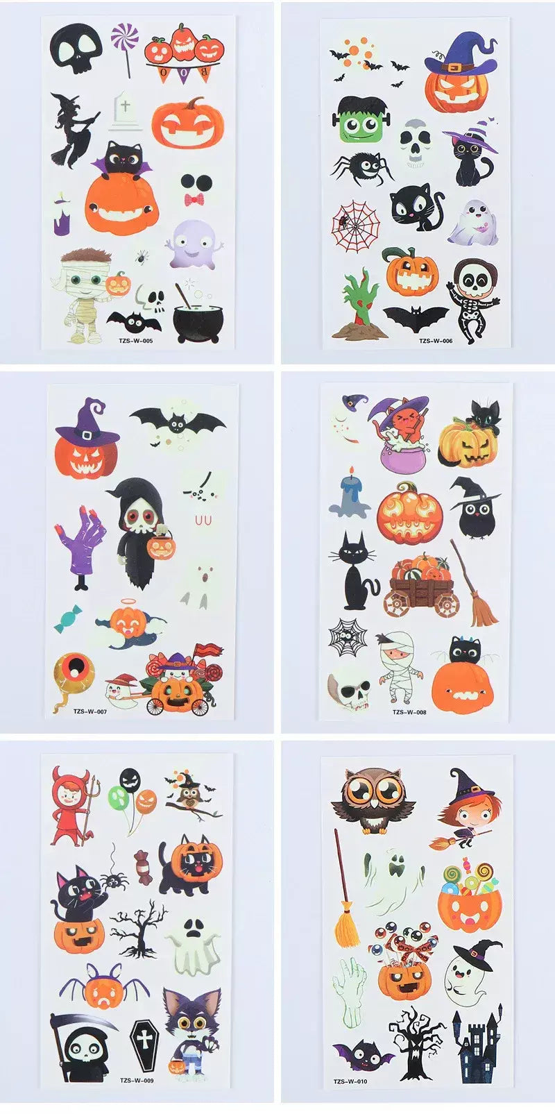 10 pçs abóboras de halloween tatuagem adesivos luminosos temporários à prova dwaterproof água adesivos para rosto corpo tatuagem crianças festa de halloween adereços