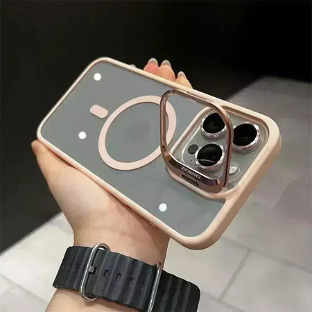 Magsafe suporte de proteção de lente magnética capa de telefone para iphone 17 12 13 14 15 16 pro max câmera vidro transparente anel de metal capa