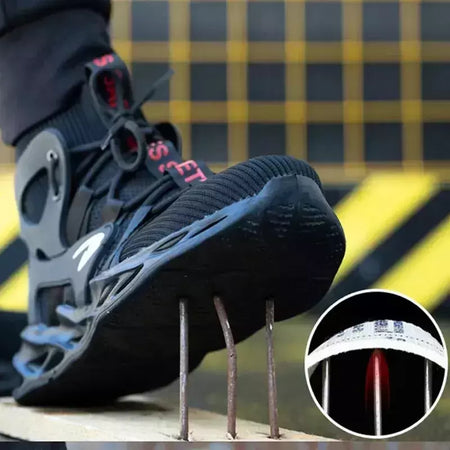 Tênis masculinos leves à prova de punção, sapatos de aço, botas indestrutíveis
