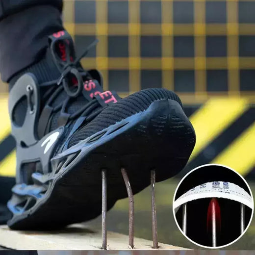 Tênis masculinos leves à prova de punção, sapatos de aço, botas indestrutíveis