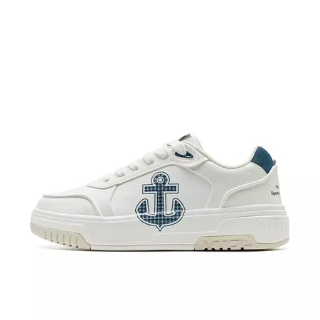 Xtep Board Shoes para homens 2025 primavera antiderrapante embrulho confortável retro sola grossa moda casual sapatos brancos 975119310050