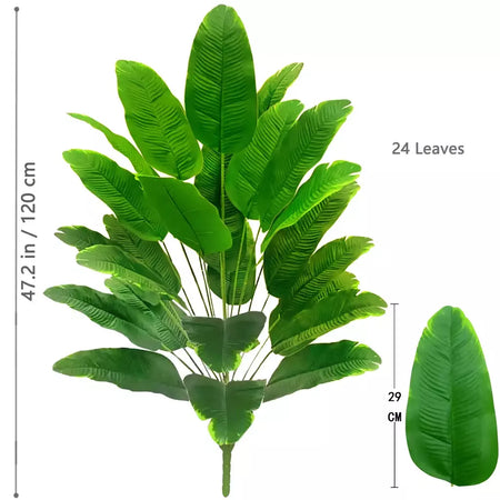 Palmeira tropical artificial 60-90-120cm(47,2 pol.) folhas de planta de banana falsa toque real planta de plástico strelitzia para jardim doméstico