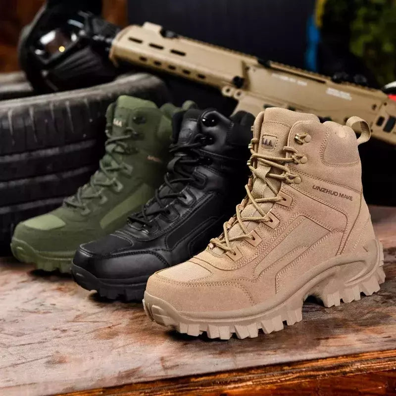 Botas táticas impermeáveis masculinas, Combat Ankle Boot, Sapatos de segurança de trabalho, Trekking, Preto, Trekking, Tamanho grande
