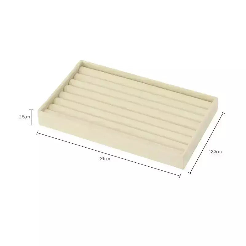 Atualizar caixa de armazenamento de jóias de veludo colar empilhável bandeja de exibição pulseira brinco organizadores diy artesanato gaveta caixa cinza
