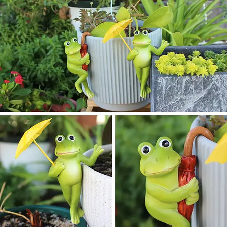 Estatuetas de sapo em miniatura, decoração de plantador, acessórios de vaso de flores fofos, estátua de sapo de resina, jardim de fadas, decorações de plantas estéticas