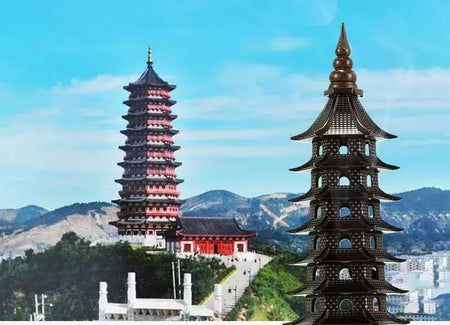 Queimador de incenso de liga chinesa, decoração tradicional cultural para casa, arquitetura, nove histórias, torre wenchang, sala de estar, escritório, ornamentos
