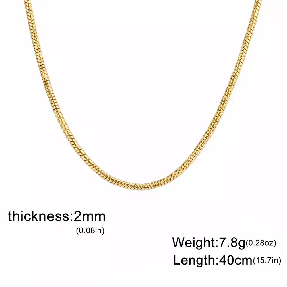My Shape Rodada Cobra Cadeia Colar para Mulheres Homens Aço Inoxidável Link Cadeia 0.9mm 1.2mm 2mm Cadeia Gargantilha Moda Jóias Presentes