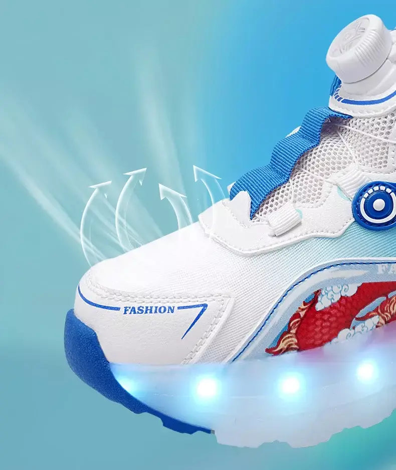 Crianças quatro rodas luminosa brilhante tênis preto rosa led luz rolo sapatos de skate crianças sapatos led meninos meninas carregamento usb