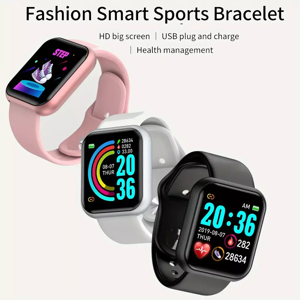 Relógio masculino eletrônico pulseira de fitness smartwatch relógio inteligente y68 d20 monitor sono presente para ios android smartphones despertador