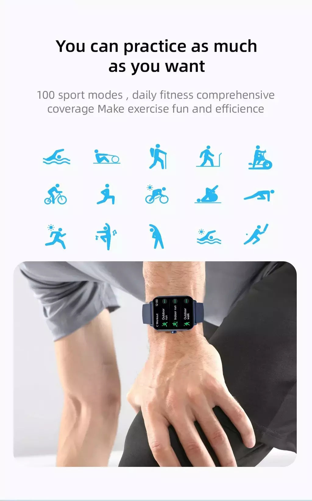 Built-in Alexa Smart Watch para Men e Women, IP68 Waterproof, Bluetooth Call, Stress Test, Blood Oxygen, Heart Rate, 5ATM, IDW19, 2023, New