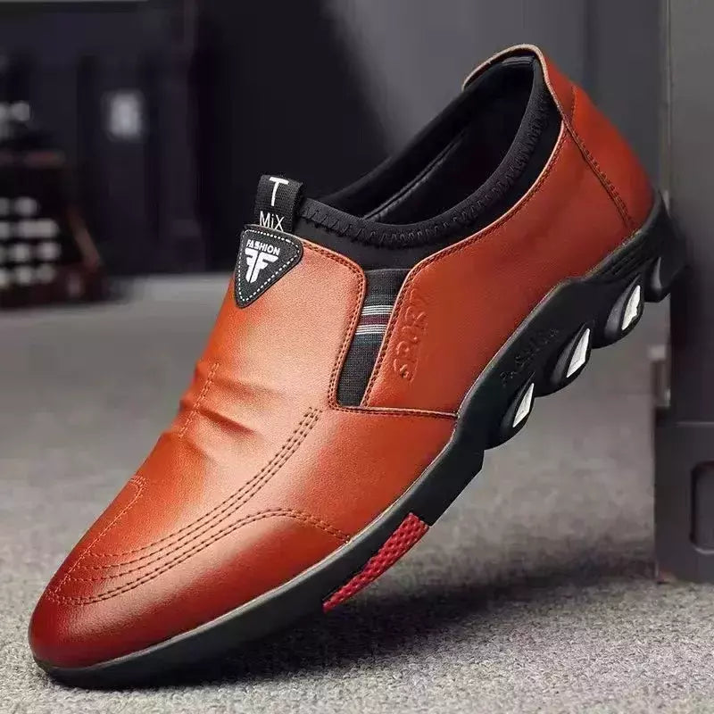 Sapato de couro macio masculino, sapatilha antiderrapante, mocassins formais, tênis casual confortável, vestido primavera, masculino, 2022
