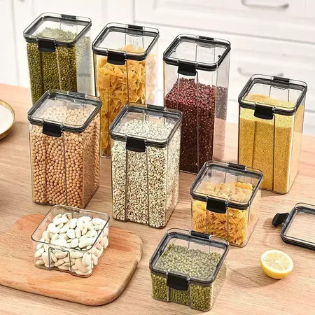Conjuntos de cozinha empilháveis selados, 460-1800ml, caixa de plástico para armazenamento de alimentos, garrafa multigrãos, frutas secas, chá, recipientes de armazenamento
