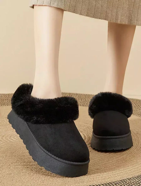 Botas de neve de fundo grosso feminino outono inverno novo estilo casual quente velo forrado pão sapato de algodão transfronteiriço