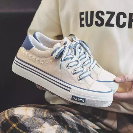 Chunky Platform Canvas Shoes para mulheres, treinadores ao ar livre, tênis casuais para meninas, aumento de altura, treinamento