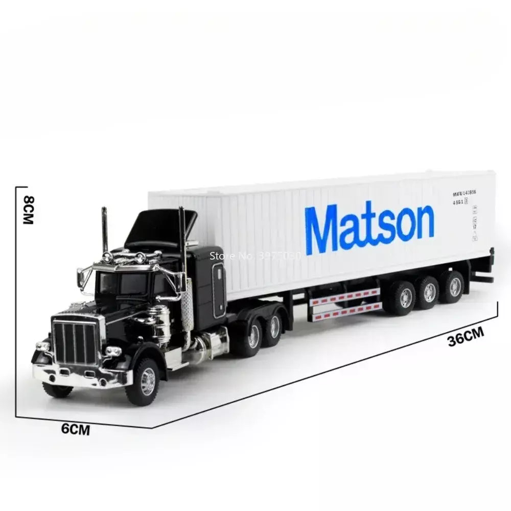 1:50 caminhão contêiner carros de brinquedo modelo fundido pneus de borracha veículo puxar para trás luz música carro em miniatura meninos presentes do festival